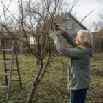 Обрезка плодового дерева секатором в весеннем саду