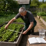 Измерение площади грядки перед расчетом рабочего раствора